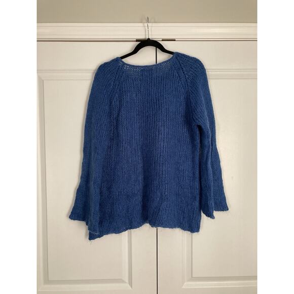 Ganni Mohair Blend Flare Sleeve Knit Sweater Classic Deep Blue Womens Medium - Picture 6 of 8